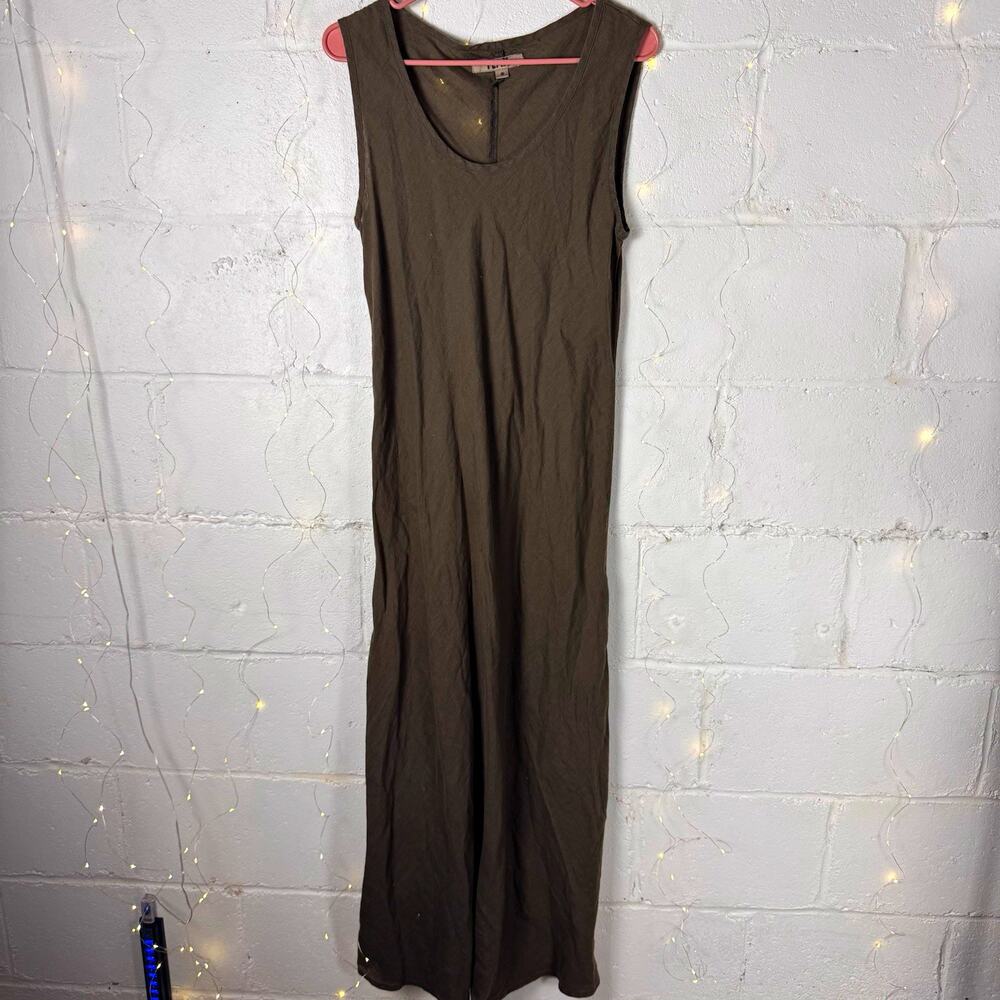 flax women’s S 100% linen brown sleeveless maxi dress lagenlook